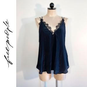 Free People | Black Flowy Tank with Lace Bra